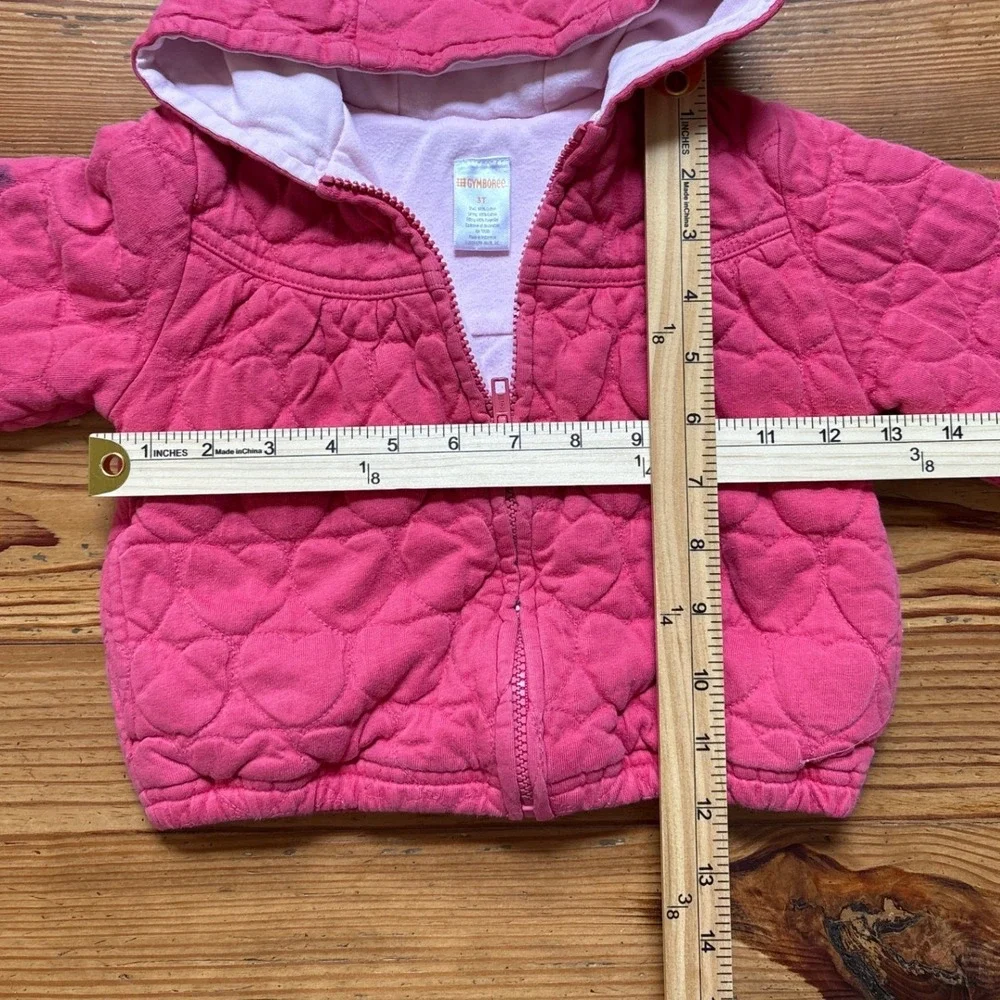 Gymboree Quilted‎ Heart Hoodie Kids Pink Good Hooded Ears Jacket SIZE 3T